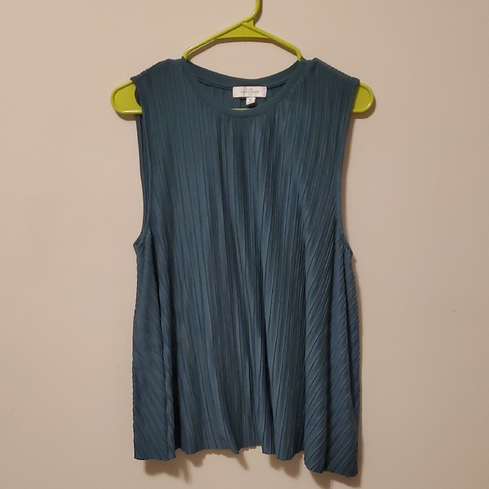 Pleated Teal Sleeveless Top